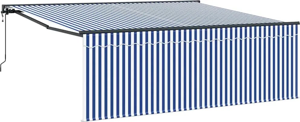 vidaXL Behúzható napellenző Kék és Fehér 400 × 300 cm