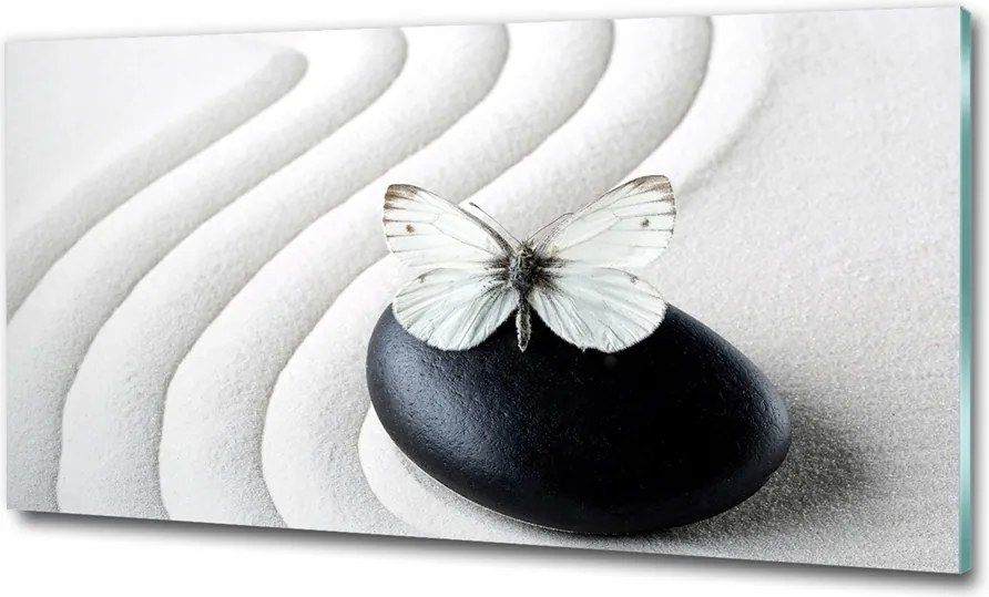 Fotó-üvegkép Zen kő és pillangó 125x50