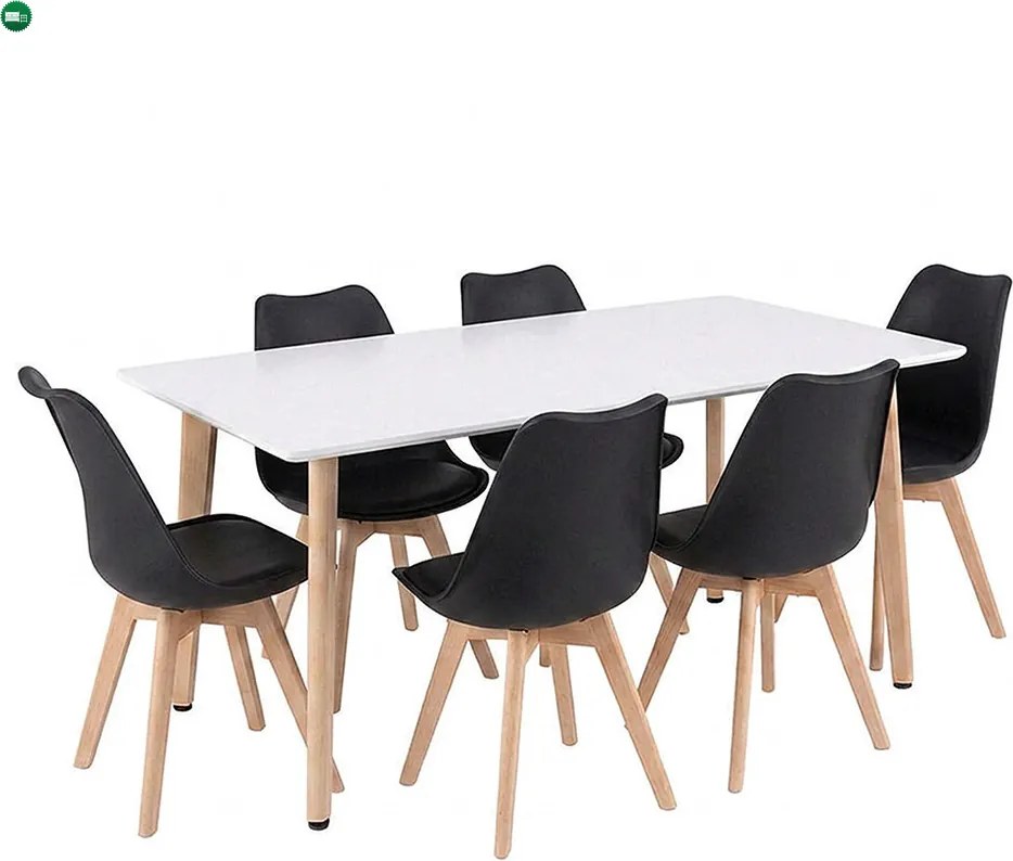 Silla 150 6+1 étkező garnitúra fehér-fekete