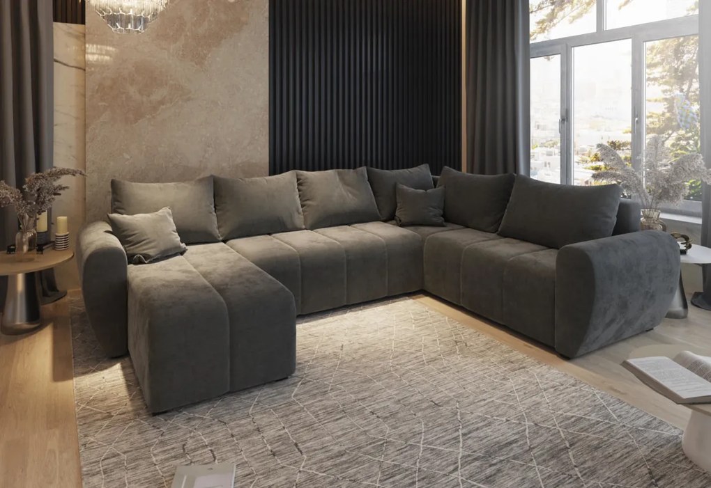 MOLISA 2 ágyazható U alakú ülőgarnitúra, 303x82x208, Kronos 05, jobb