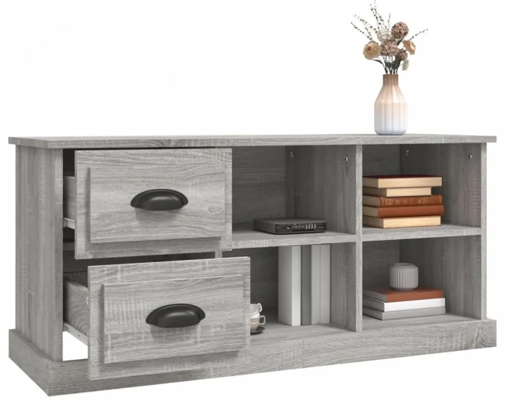 szürke sonoma színű szerelt fa TV-szekrény 102 x 35,5 x 47,5 cm