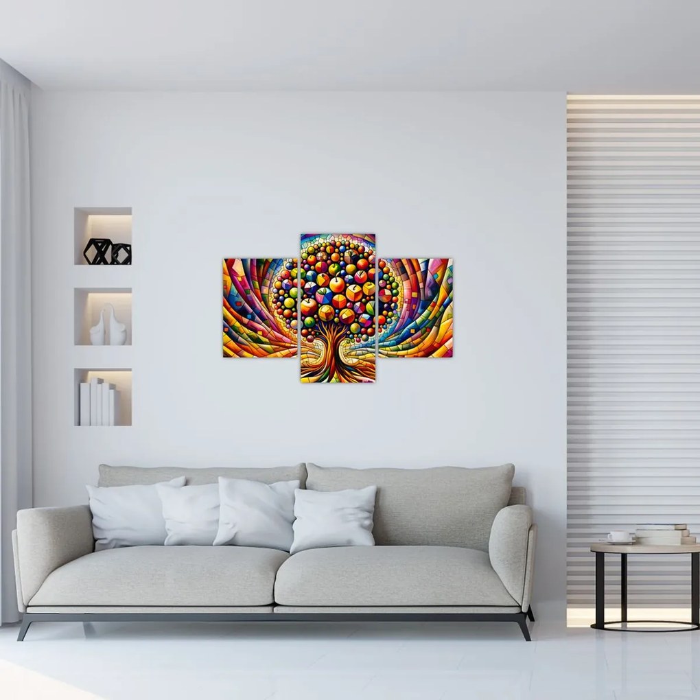 Kép – Színes fa almákkal (90x60 cm)