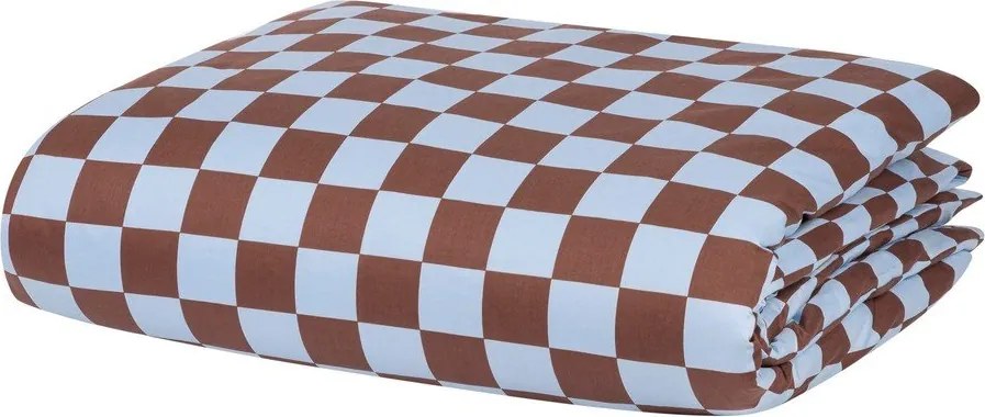 Világoskék-barna egyszemélyes pamut-szatén paplanhuzat 140x200 cm Plu – noo.ma