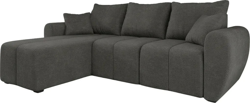 SEVIO L alakú kihúzható sarokkanapé, 246x145 cm, sötétszürke, univerzális + 2 párna INGYEN