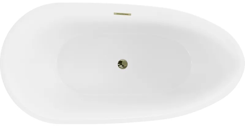 Mexen Eos, szabadon álló kád 150 x 75 cm, fehér-fekete, arany fényes túlfolyó, 52471507575-50