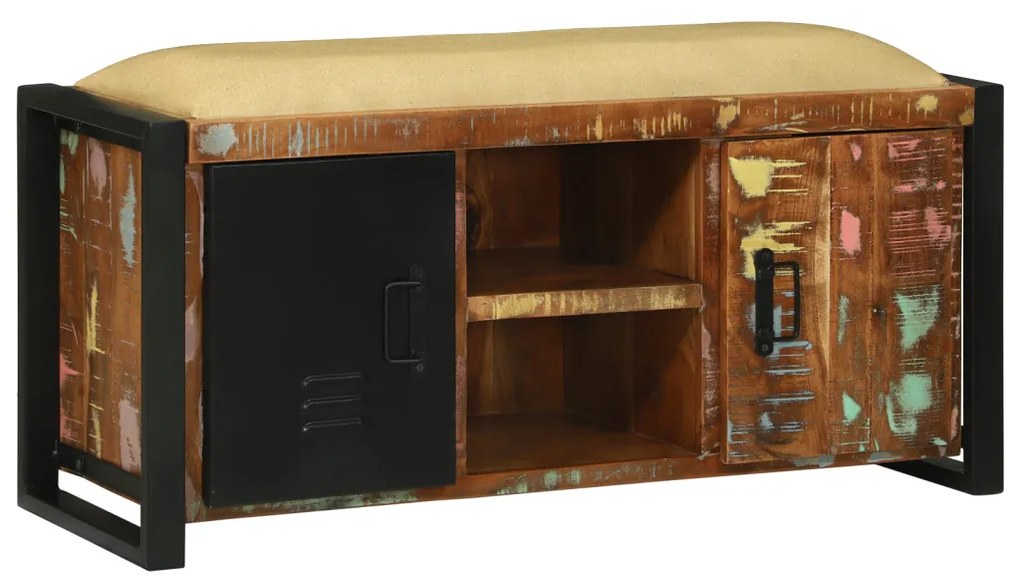 pad szekrény multicolor 100x35x50 cm tömör újrahasznosított fa