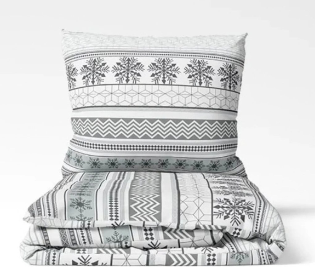 Karácsonyi szürke Winter pamut ágyneműhuzat TiaHome - 1x Párna 90x70cm, 1x Paplan 140x200cm