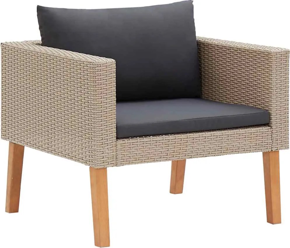 vidaXL egyszemélyes bézs polyrattan kerti kanapé párnákkal