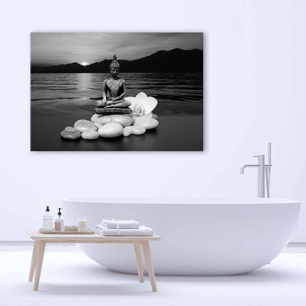 Gario Vászonkép Ábra Buddha a köveken Méret: 100 x 70 cm