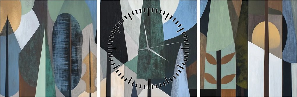 Kép - Természetes geometriai absztrakció II. (órával) (90x30 cm)
