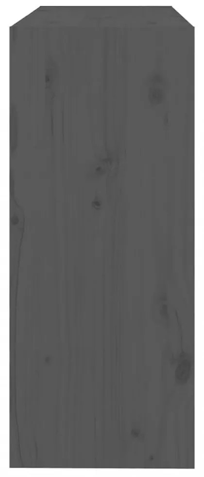 szürke tömör fenyőfa könyvszekrény/térelválasztó 80x30x71,5 cm