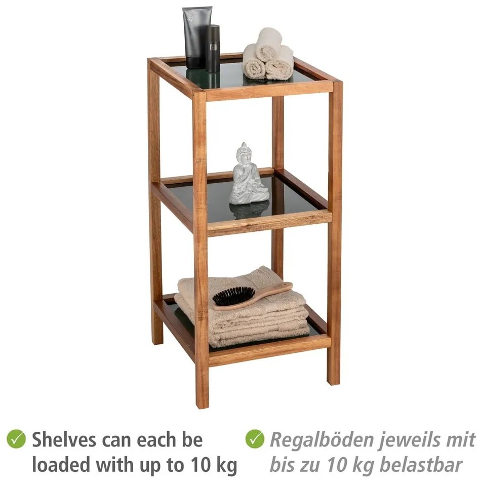 Fekete-natúr színű üveg fürdőszobai polcos állvány 36x79 cm Fondi – Wenko