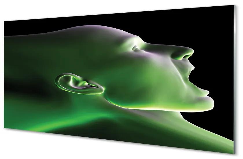 Üvegképek A fej ember zöld fény 140x70 cm