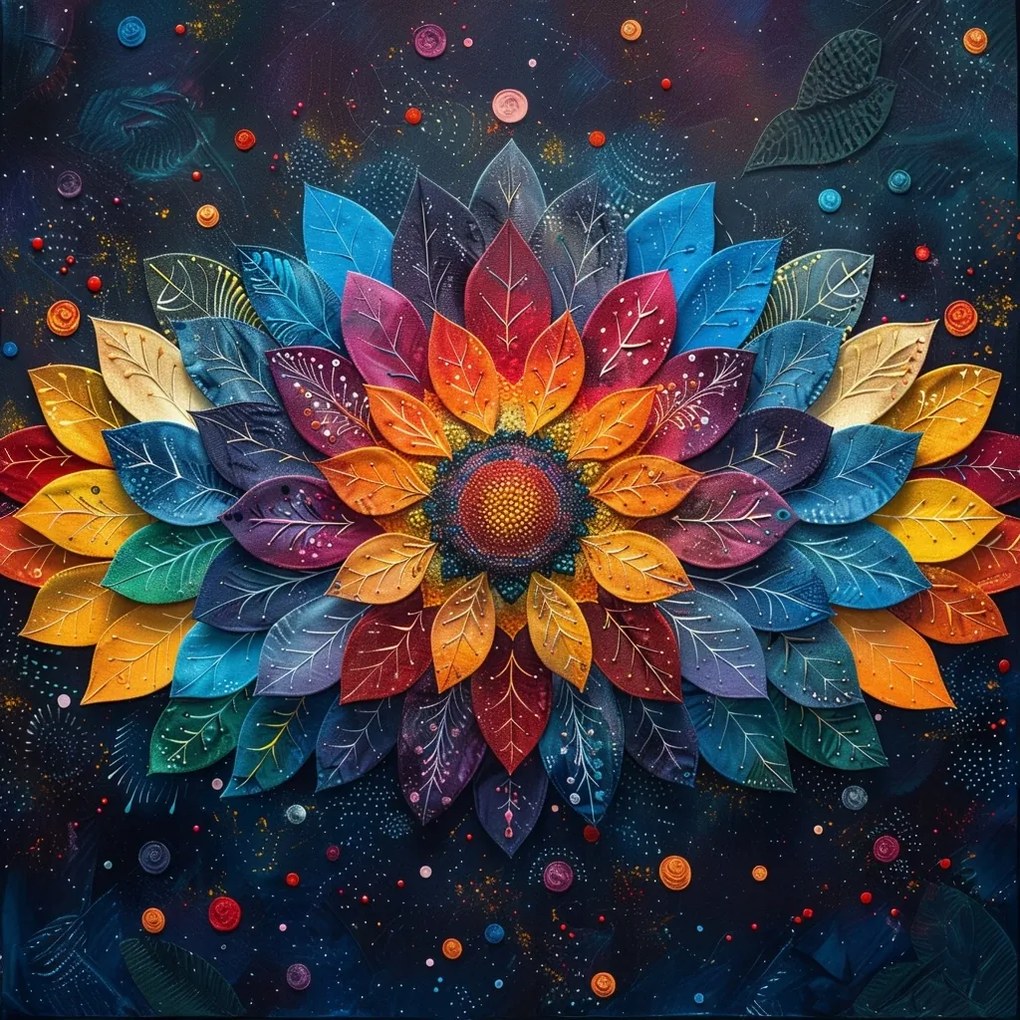 Canvas Vászonkép Színes Levelek Mandala Dekoráció Absztrakt 80x80