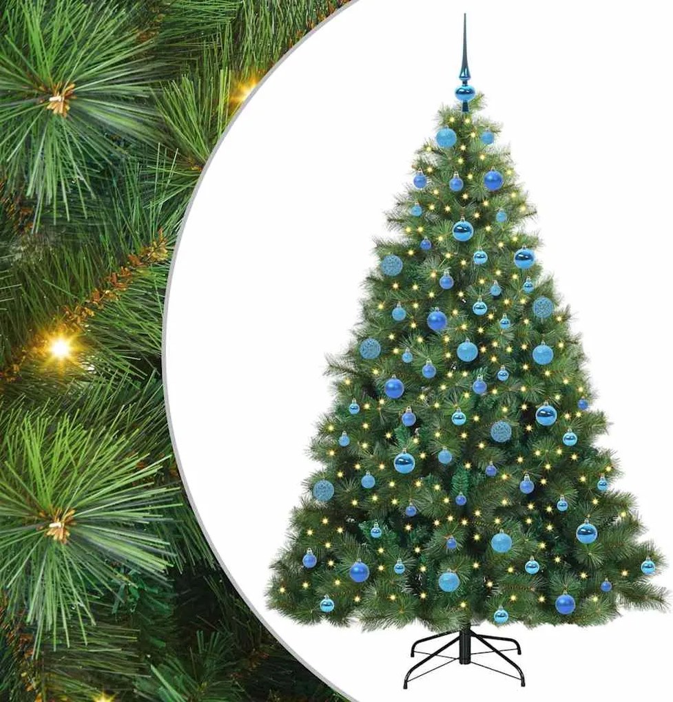 vidaXL Mű karácsonyfa 300 LED-del állvánnyal Zöld 180 cm PE és PVC