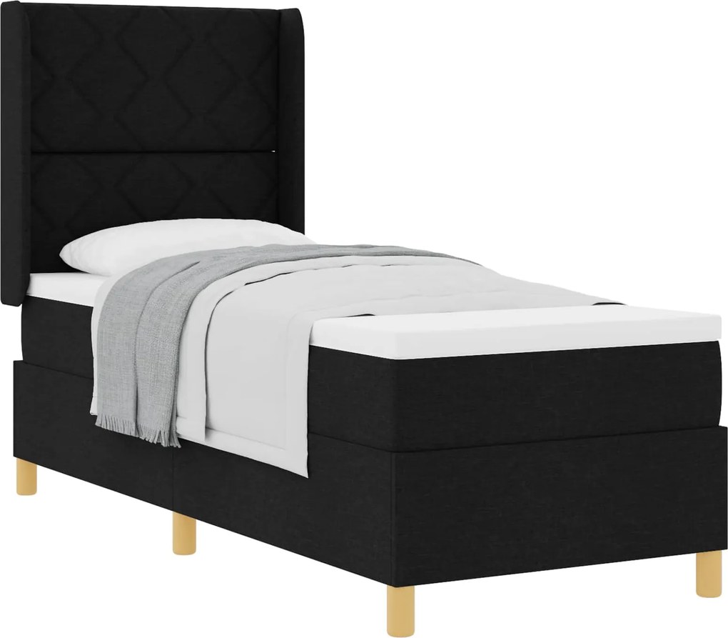 vidaXL Boxrugós ágy matracmal fejtámlával Fekete 80 x 200 cm szövet
