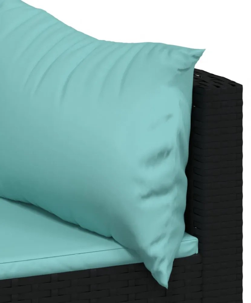 vidaXL 2 db fekete polyrattan kerti sarokkanapé párnákkal