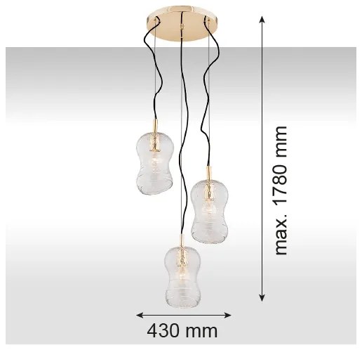 Argon 1464 - Csillár zsinóron CADIZ 3xE27/15W/230V