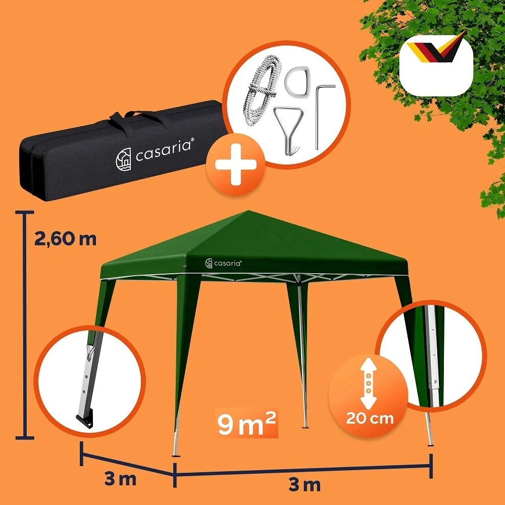 CAPRI rendezvénysátor, 3x3m, zöld Casaria