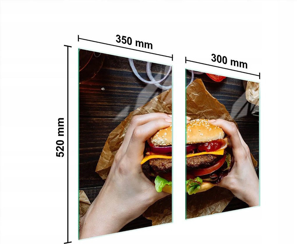 Üveg Konyhai Védőlap 65x52 Hamburger