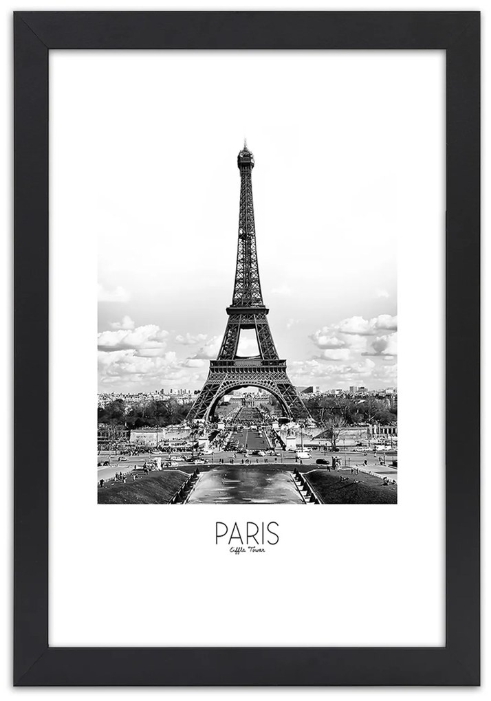 Gario Poszter Az ikonikus Eiffel-torony A keret színe: Fekete, Méret: 40 x 60 cm