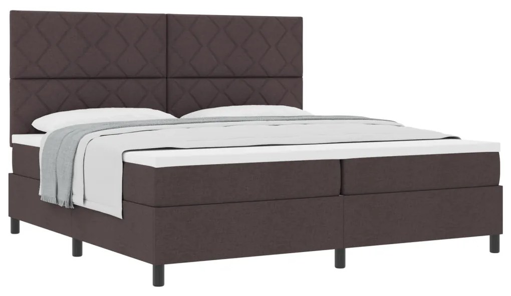 Box Spring Ágy Mattal Sötétbarna 200x200 cm Szövet