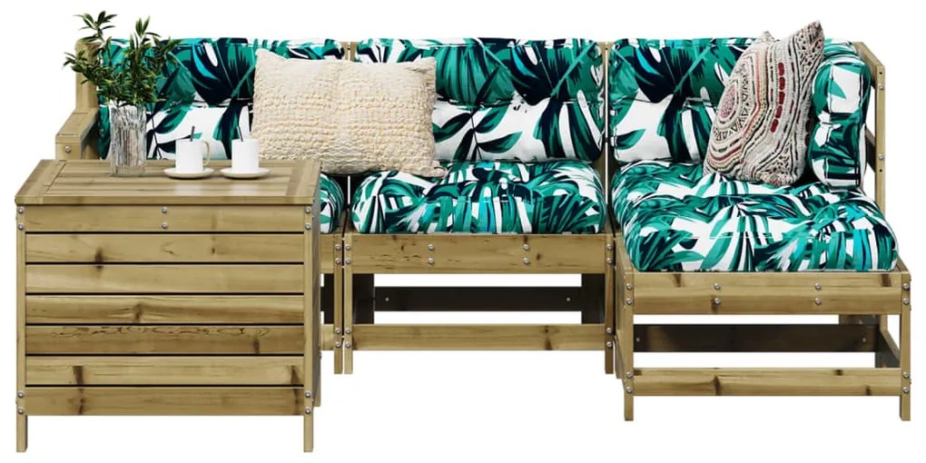 vidaXL 5 részes impregnált fenyőfa kerti kanapészett