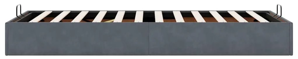 Ottomán ágykeret matrac nélkül Sötétszürke 100x200 cm bársony