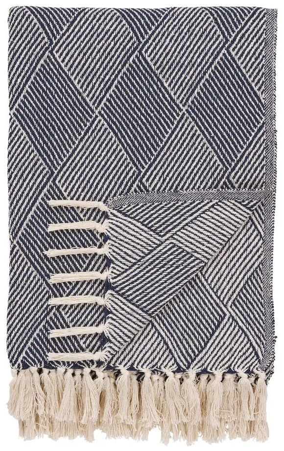 Kék újrahasznosított pamut takaró 130x180 cm Izmir – House Nordic