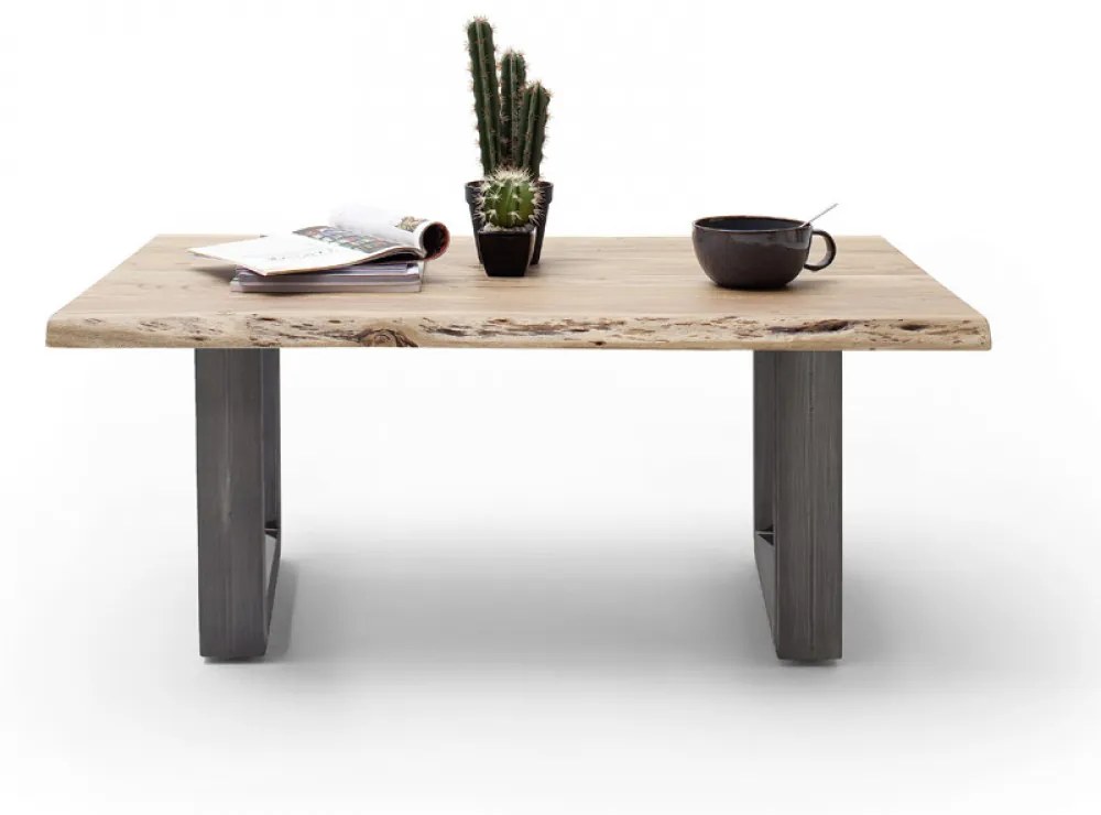 CARTAGENA dohányzó asztal akácfa 110x70cm - U alakú antikolt lábbal - Natúr