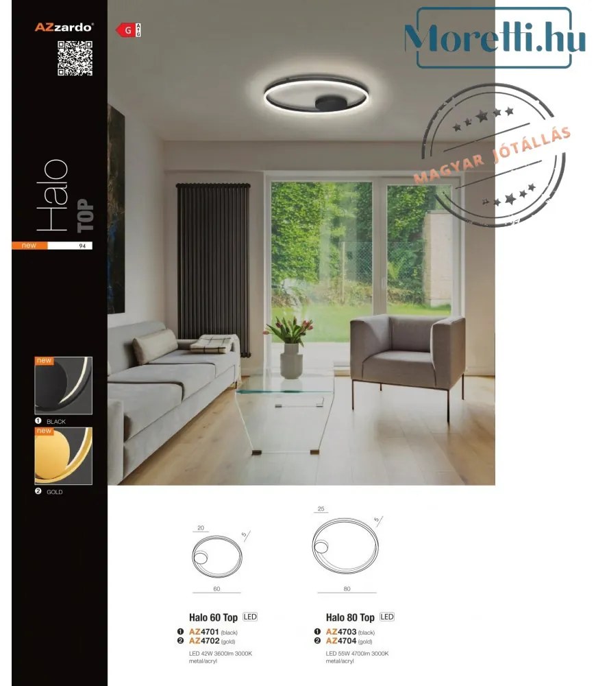 Mennyezeti Lámpa Fekete HaloLED60cm AZZARDO 4701