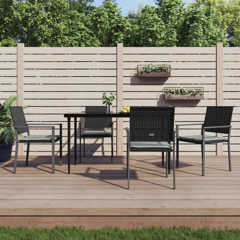 vidaXL 4 db fekete polyrattan kerti szék párnával 56x62,5x89 cm