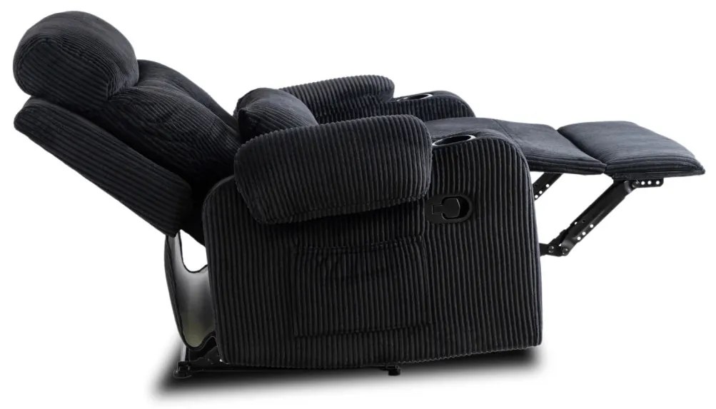 TV és Relaxfotel Fekete Kordbársony Szövettel. TORRES
