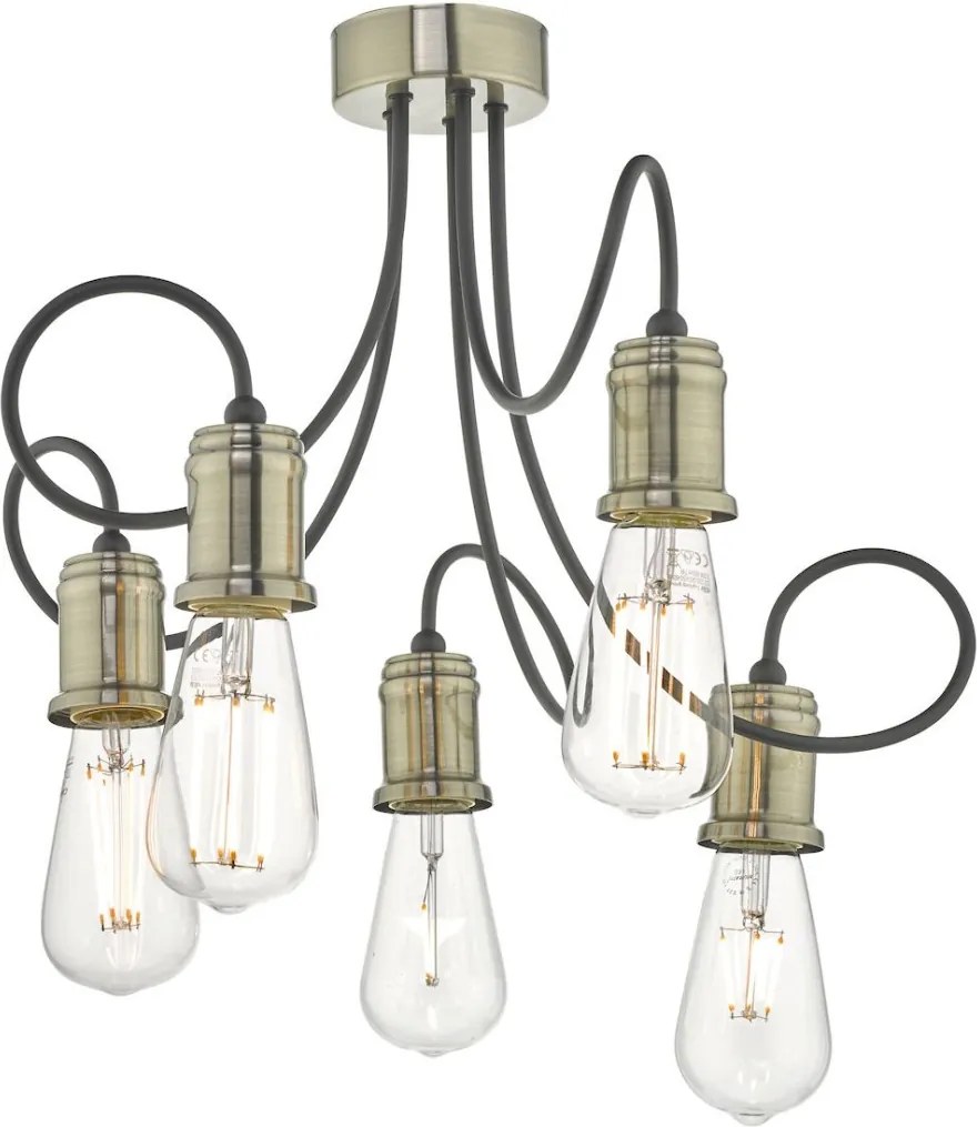 DAR LIGHTING ALZ5475 ALZBET Mennyezeti Csillár Antik Sárgaréz, Átlátszó E27 IP20