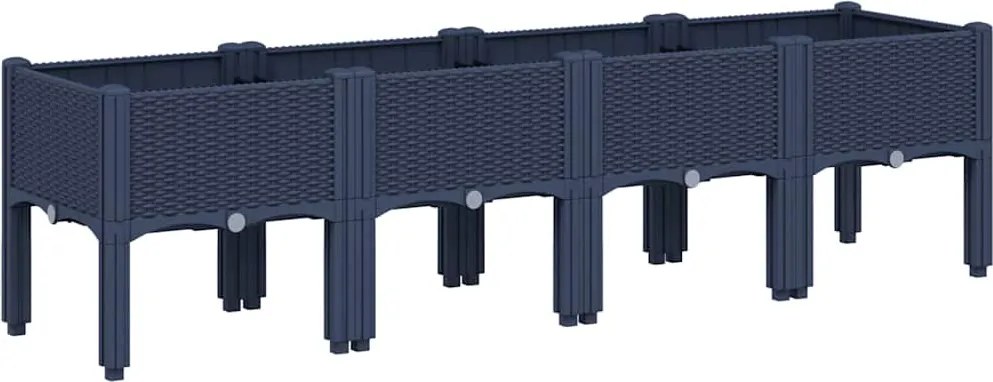 vidaXL kékszürke PP rácsos kerti ültetőláda 160 x 40 x 42 cm