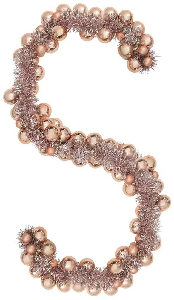 Karácsonyi gömb girland Rózsaarany 186 cm Polisztirol