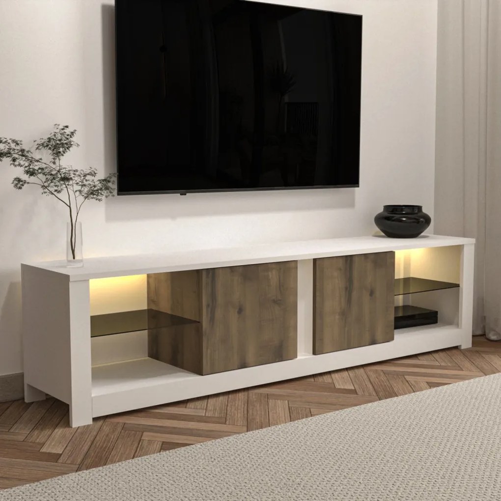 Aydos TV-állvány, fehér-tölgy, 180 cm