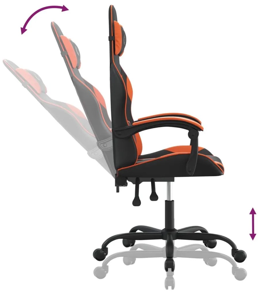 vidaXL fekete és narancssárga műbőr forgó játékszék