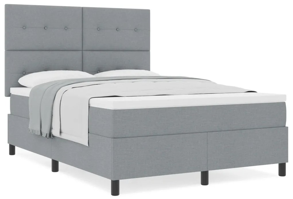 Box Spring Ágy Matraccal Világosszürke 140x200 cm Szövet