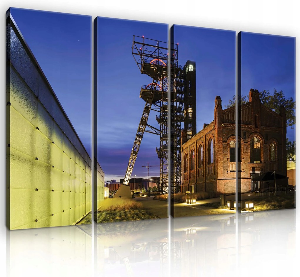 Vászonkép 120x80 Tájkép ipari éjszaka alkonyat építészet gyár bánya