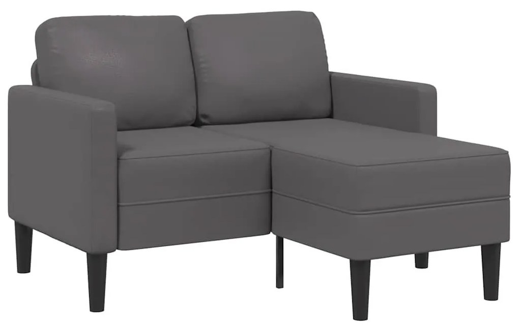 szürke műbőr 2 üléses kanapé L-alakú kanapéval 125 cm