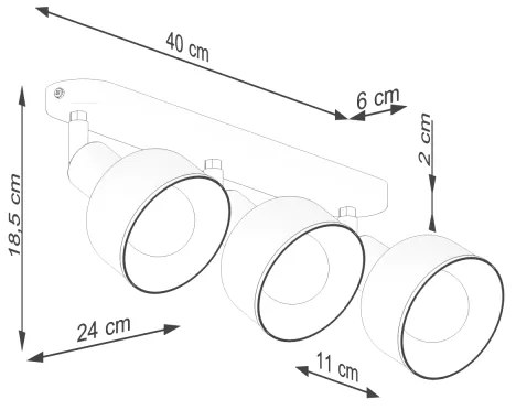 Sollux SL.1318 - Spotlámpa ELBA 3xE27/15W/230V fekete
