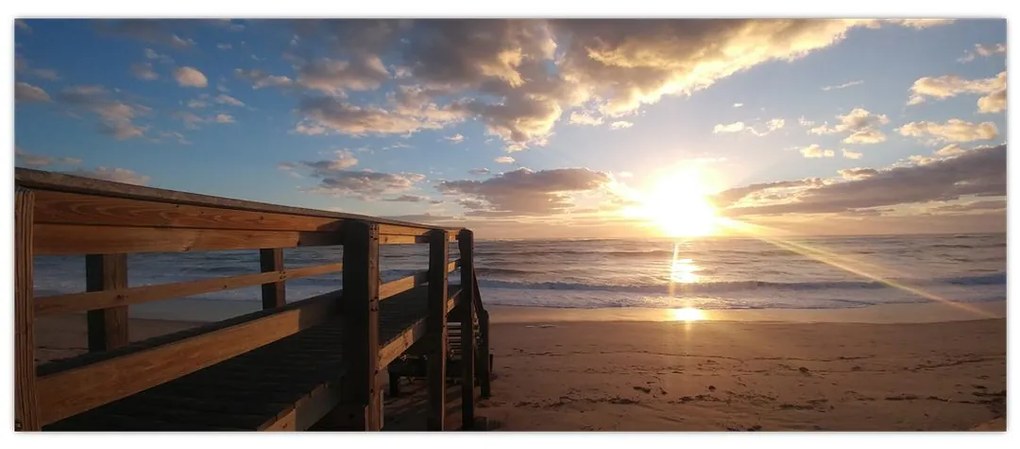 A móló, a strand és a tenger képe (120x50 cm)