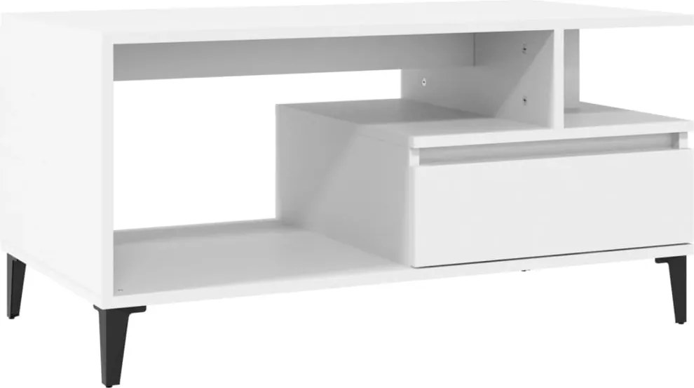 vidaXL fehér szerelt fa dohányzóasztal 90x49x45 cm
