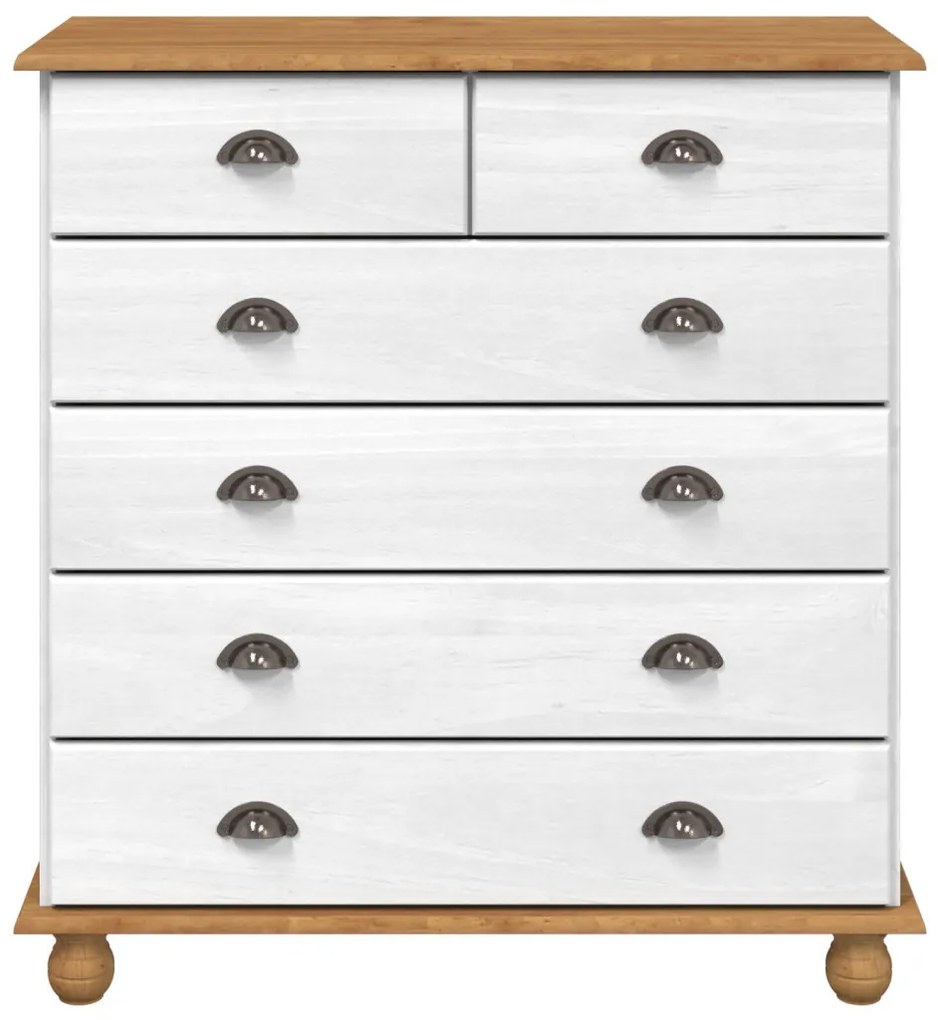 Fiókos Szekrény ASKIM" Fehér 91x40x95,5 cm Tömör Fenyőből"