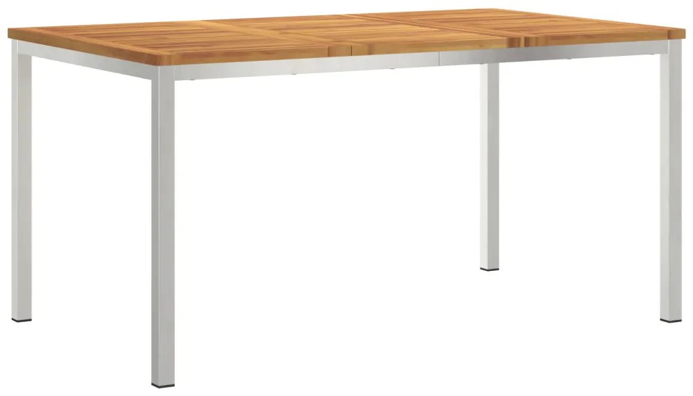 7 Darabos Kerti Étkezőszett Tömör Akácfából, Kültéri Étkezőasztal 150x90x75 cm Tömör Akácfából, Összecsukható Kerti Székek 2 db Tömör Akácfa és Acél, Összecsukható Kerti Székek 4 db Tömör Akácfa és Acél