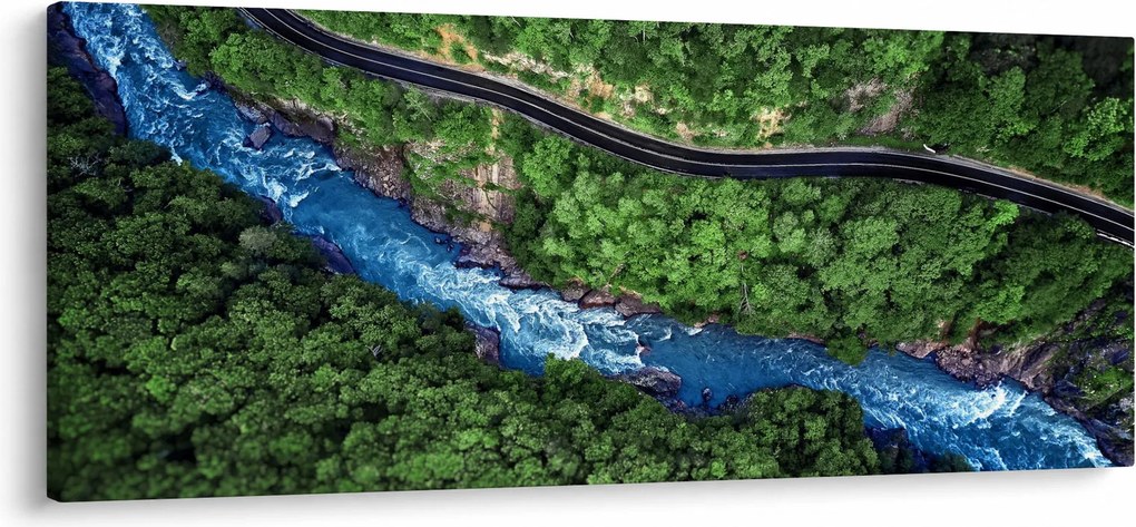 Kép - folyó a hegyek között, Kaukázus, Oroszország (120x50 cm)