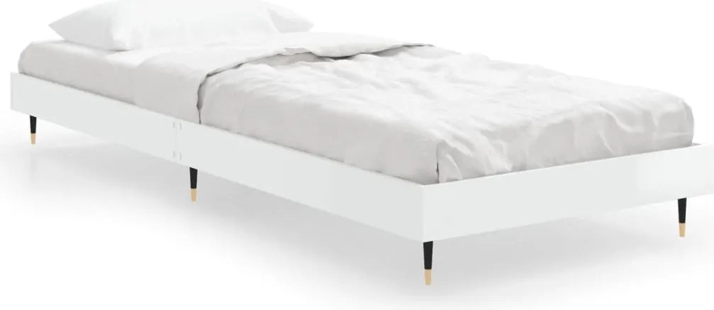 vidaXL magasfényű fehér szerelt fa ágykeret 75x190 cm