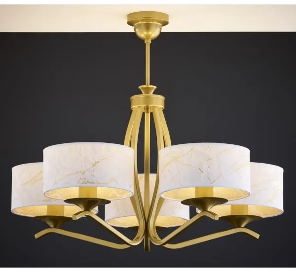 Jupiter 2110 - Rudas csillár KASZMIR 5xE27/15W/230V fehér/arany/márványmintás