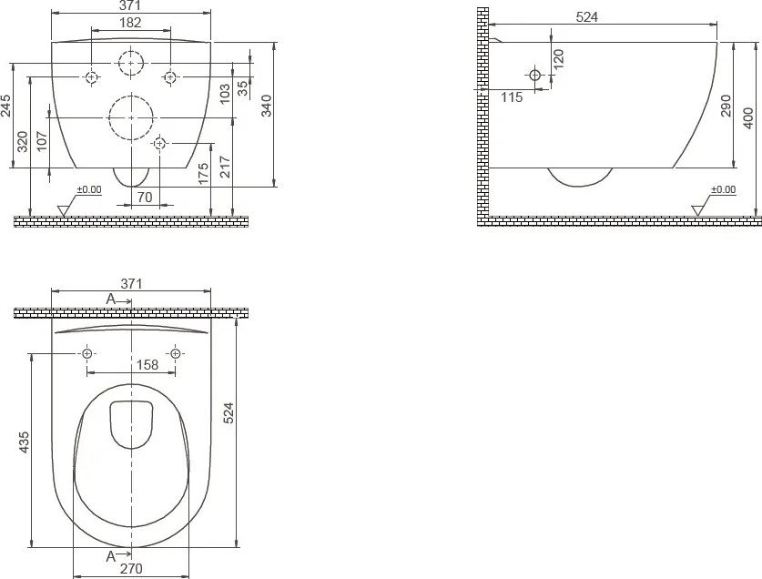 CeraStyle CITY fali WC - MATT BÉZS - BEÉPÍTETT bidé funkcióval - perem nélküli